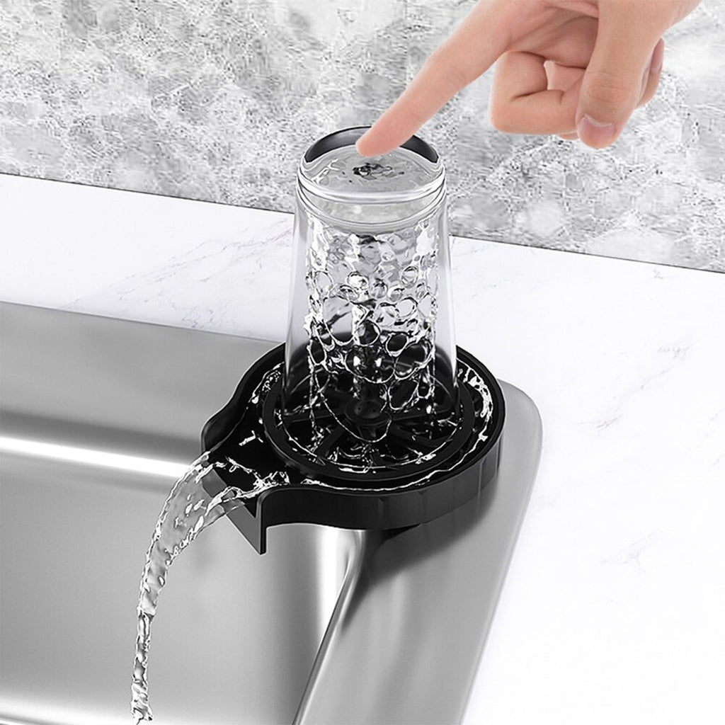 PremiumAV PremiumAV Automatic Cup Washer or Glass Rinser for Kitchen Sink, Black Kitchen Sink Cleaning Spray Cup Washer, Bar Glass Washer. –  