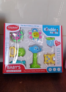 PremiumAV Kinder Rattles Classic Store Plastic Non-Toxic Shake and Grab Ball Baby Rattles & Teethers (8 Pcs Set)  - PremiumAV