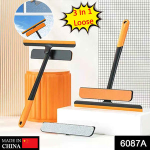 PremiumAV PLASTIC 3 IN 1 ROTATABLE DOUBLE SIDE DESIGN CLEANING BRUSH GLASS WIPER FOR GLASS WINDOW, CAR WINDOW, MIRROR, FLOOR (MULTICOLOR)