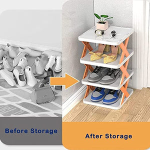 PremiumAV 4 LAYER SHOES STAND, SHOE TOWER RACK SUIT FOR SMALL SPACES, CLOSET, SMALL ENTRYWAY, EASY ASSEMBLY AND STABLE IN STRUCTURE, CORNER STORAGE CA  - PremiumAV