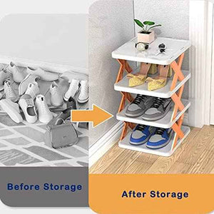 4 LAYER SHOES STAND, SHOE TOWER RACK SUIT FOR SMALL SPACES, CLOSET, SMALL ENTRYWAY, EASY ASSEMBLY AND STABLE IN STRUCTURE, CORNER STORAGE CABINET FOR SAVING SPACE