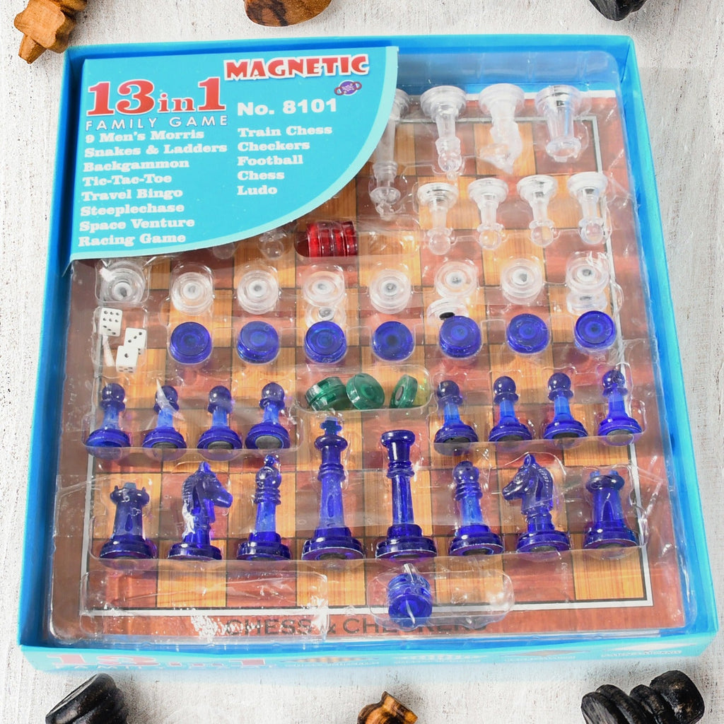 PremiumAV PremiumAV 13 in 1 Family Board Game Chess, Snakes & Ladders, Ludo, Tic-Tac-Toe, Checkers, Travel Bingo, Football, Space Venture, Steeplechase Set for  