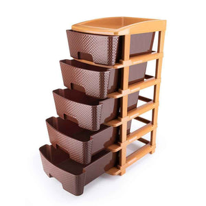 PremiumAV 5tier Plastic Modular Drawer System For Multiple Use (Brown colour)