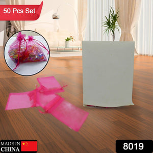 PremiumAV Organza Drawstring Gift Bags  Small Mesh Pouches for Wedding, Party & Festival Favors (50 Pcs Set)  - PremiumAV