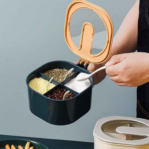 PremiumAV Four Grid Spice Storage Seasoning Box