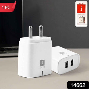 iBall Dual USB Wall Charger 5V/3.1A – High-Speed Dual Port Fast Charging Adapte (1 Pc)