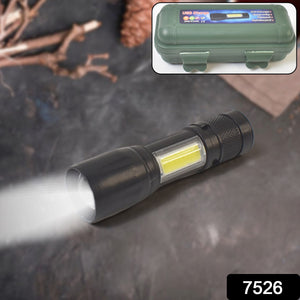 LED USB Rechargeable Mini Flashlight – Ultra-Bright Zoom & COB Side Lantern, Tactical Emergency Light