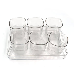 PremiumAV PremiumAV 6pc Glasses Set With tray Stylish Transparent Water Glass / Juice Glass / Beer Glass / Wine Glass Plastic Glass Set –  