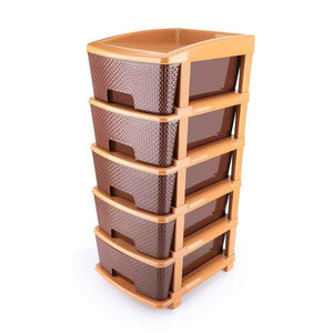 PremiumAV 5tier Plastic Modular Drawer System For Multiple Use (Brown colour)