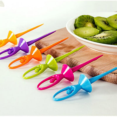 PremiumAV Dancing Doll Fruit Fork Cutlery Set with Stand Set of 6.