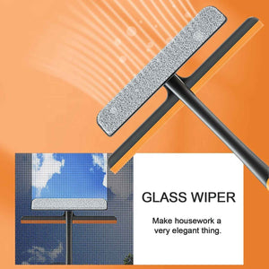 PremiumAV PLASTIC 3 IN 1 ROTATABLE DOUBLE SIDE DESIGN CLEANING BRUSH GLASS WIPER FOR GLASS WINDOW, CAR WINDOW, MIRROR, FLOOR (MULTICOLOR)