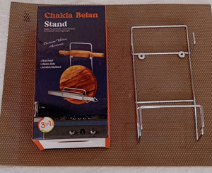 PremiumAV Chakla Belan Chimta Stand Rolling Pin Board Tong Holder Silver Stainless Steel Multi-Purpose Rack for Kitchen (1 Pc )  - PremiumAV