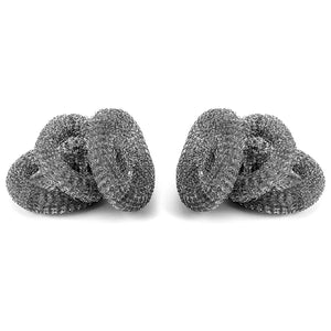 Set of 6 stainless steel scourers for tough cleaning jobs in the kitchen. Durable and rust-resistant.