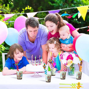 Kids' party straws with fun cartoon designs