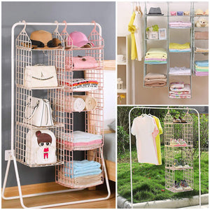 Multipurpose 5 Layer Folding Clothes Storage Racks||Closet for Students Wardrobe Shelves Socks, Scarf, t-Shirt, etc||Hanging Organizer Storage Holders & Racks  - PremiumAV