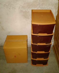 PremiumAV 5tier Plastic Modular Drawer System For Multiple Use (Brown colour)