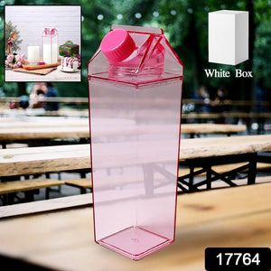 PremiumAV Plastic Milk Carton Colorful Clear Water Bottle, 17 Oz Portable Milk Box Leakproof Square Juice Bottle for Outdoor Sports Travel Camping  n - PremiumAV