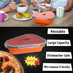 PremiumAV Reusable Expandable Pizza Storage Container with 5 Microwavable Trays  Adjustable for Home & Outdoor Use  - PremiumAV