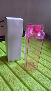 PremiumAV Plastic Milk Carton Colorful Clear Water Bottle, 17 Oz Portable Milk Box Leakproof Square Juice Bottle for Outdoor Sports Travel Camping  n - PremiumAV