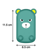 Side profile of the cartoon adjustable mobile stand, highlighting its compact foldable design.