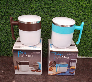PremiumAV Stainless Steel Lid Cover Hot Coffee/Tea Mug Hot Insulated Double Wall Stainless Steel, Coffee and Milk Cup with Lid - Coffee Cup (1 Pc )  - PremiumAV