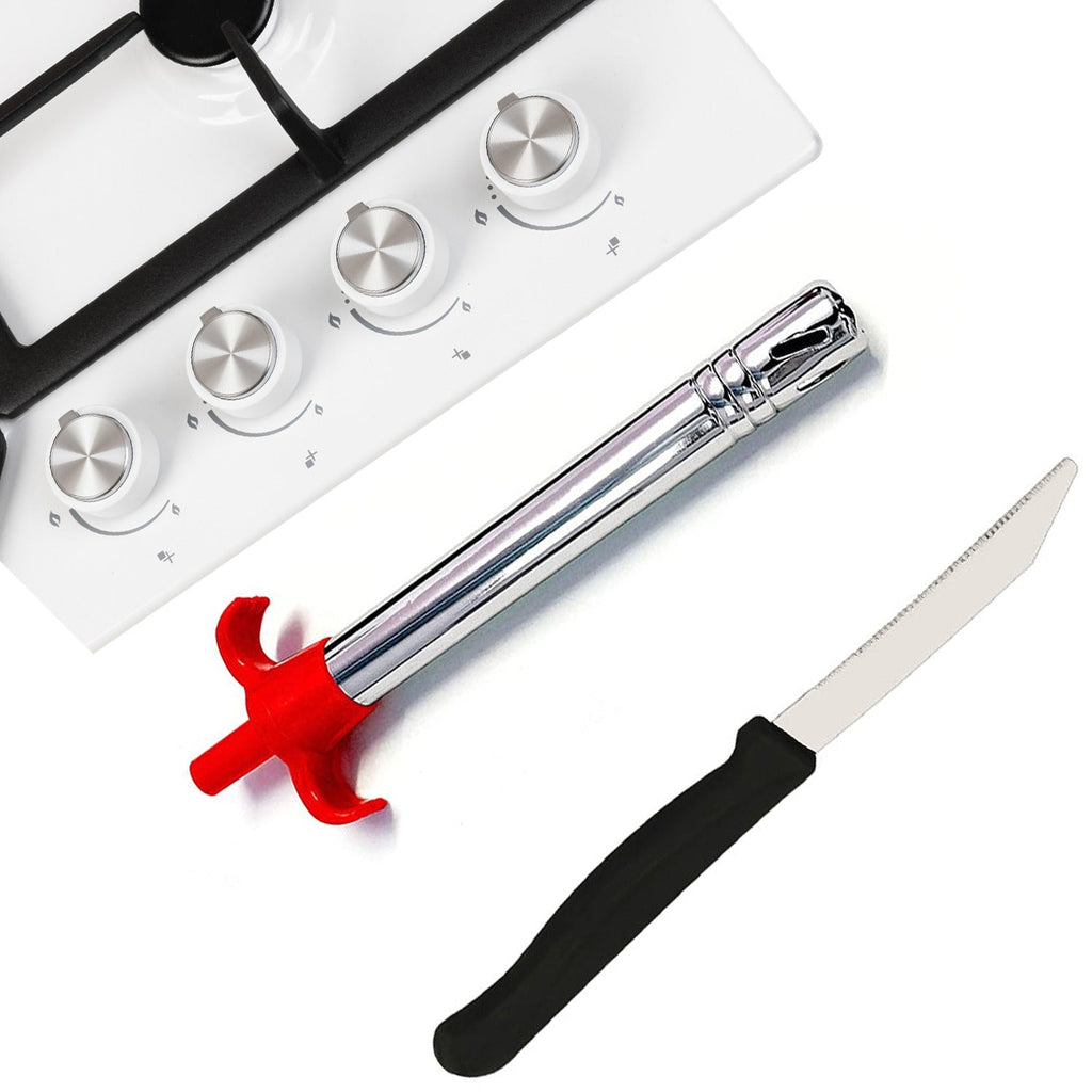 Stainless Steel Electronic Gas Lighter and Knife (2 in 1)  - PremiumAV