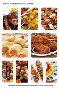Natural Bamboo Wooden Skewers / BBQ Sticks for Barbeque and Grilling  - PremiumAV