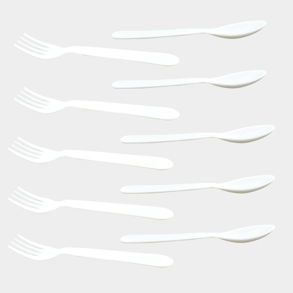 Premium plastic spoon and fork set, 10 pieces.