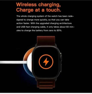 PremiumAV T800 Ultra Smart Watch for Men & Women, 1.99 Inch Digital Display, Bluetooth Calling Smartwatch with Fitness Tracker, Heart Rate & Sleep Monitor, Sports Modes, Orange Band