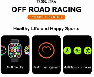 PremiumAV T800 Ultra Smart Watch for Men & Women, 1.99 Inch Digital Display, Bluetooth Calling Smartwatch with Fitness Tracker, Heart Rate & Sleep Monitor, Sports Modes, Orange Band