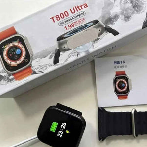 PremiumAV T800 Ultra Smart Watch for Men & Women, 1.99 Inch Digital Display, Bluetooth Calling Smartwatch with Fitness Tracker, Heart Rate & Sleep Monitor, Sports Modes, Orange Band