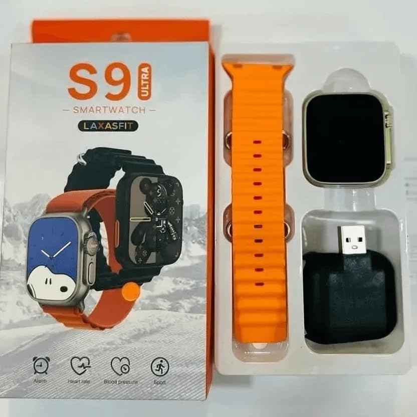 PremiumAV S9 Ultra Smart Watch Series 9, 1.99 Inch HD Display, Bluetooth Calling Smartwatch for Men & Women with Fitness Tracker, Heart Rate & Sleep Monitor, Sports Modes, Orange Strap