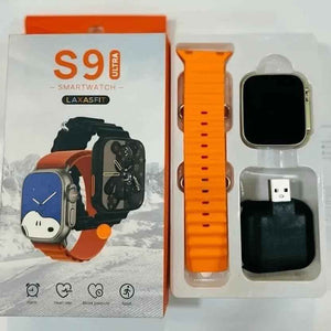 PremiumAV S9 Ultra Smart Watch Series 9, 1.99 Inch HD Display, Bluetooth Calling Smartwatch for Men & Women with Fitness Tracker, Heart Rate & Sleep Monitor, Sports Modes, Orange Strap
