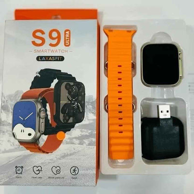 PremiumAV S9 Ultra Smart Watch Series 9, 1.99 Inch HD Display, Bluetooth Calling Smartwatch for Men & Women with Fitness Tracker, Heart Rate & Sleep Monitor, Sports Modes, Orange Strap