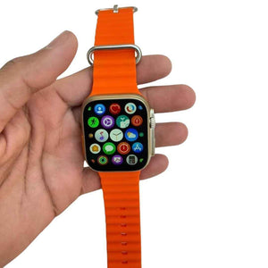 PremiumAV T900 Ultra Smart Watch for Men & Women, 2.09 Inch Infinite Display Smartwatch with Wireless Charging, Bluetooth Calling, Fitness Tracker with Heart Rate & Sleep Monitor, Sports Modes, Orange