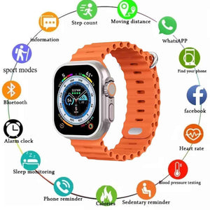 PremiumAV T900 Ultra Smart Watch for Men & Women, 2.09 Inch Infinite Display Smartwatch with Wireless Charging, Bluetooth Calling, Fitness Tracker with Heart Rate & Sleep Monitor, Sports Modes, Orange