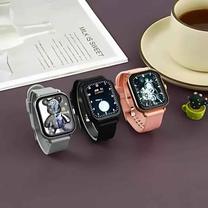 PremiumAV H6 Smart Watch for Men & Women, 49mm HD Display Smartwatch with Wireless Charging, Bluetooth Calling, Fitness Tracker with Heart Rate & Sleep Monitor, Sports Modes, Pink Strap