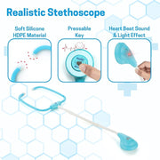 Close-up of plastic stethoscope from Aditi doctor kit toy set