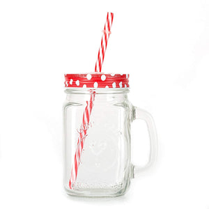 PremiumAV PremiumAV Drinking Cup / Glass / Mug Mason Jar with Handle & Straw –  