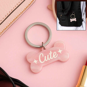 Cute Bone-Shaped Acrylic Keychain with Stylish Typography