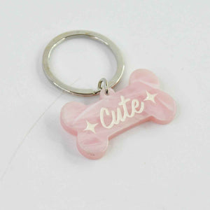 Cute Bone-Shaped Acrylic Keychain with Stylish Typography
