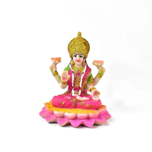 Beautiful Decorative Lakshmi Mata Idol Sitting on Lotus (1 Pc)