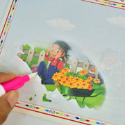 Set of four colourful magic water drawing books with refillable water pens