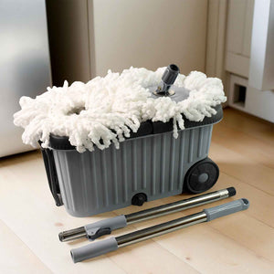 Apex Magic Spin Mop Cleaning Set with Dual Chamber Bucket & Wheels