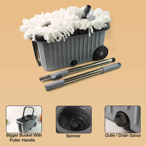 Apex Magic Spin Mop Cleaning Set with Dual Chamber Bucket & Wheels