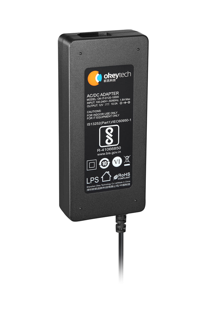 okeytech 12V 10A 120W Power Adapter for IT and AV Equipment – AC DC Switching Mode Power Supply for Monitors, Routers, CCTV and Audio Video Devices (OK-IT-D120-10000)