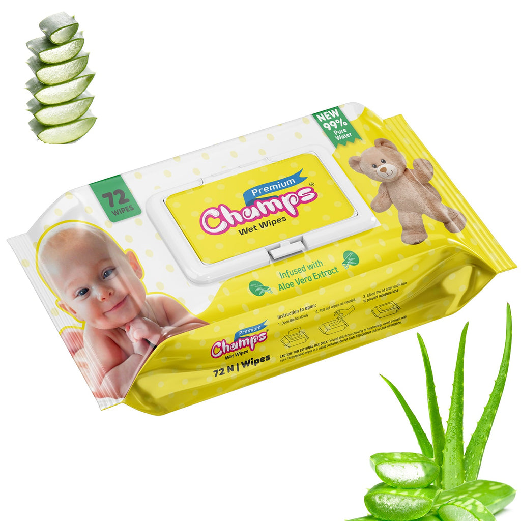 PremiumAV PremiumAV Champs Premium Wet Wipes Infused With Aloe Vera Extract Wet Wipes (72 N Wipes ) –  
