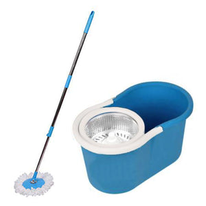 PremiumAV PremiumAV Heavy Duty Microfiber Spin Mop with Plastic Bucket & Rotating Steel Pole Head –  