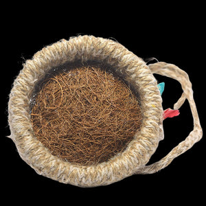 Jute hanging birds nest with intricate weaving
