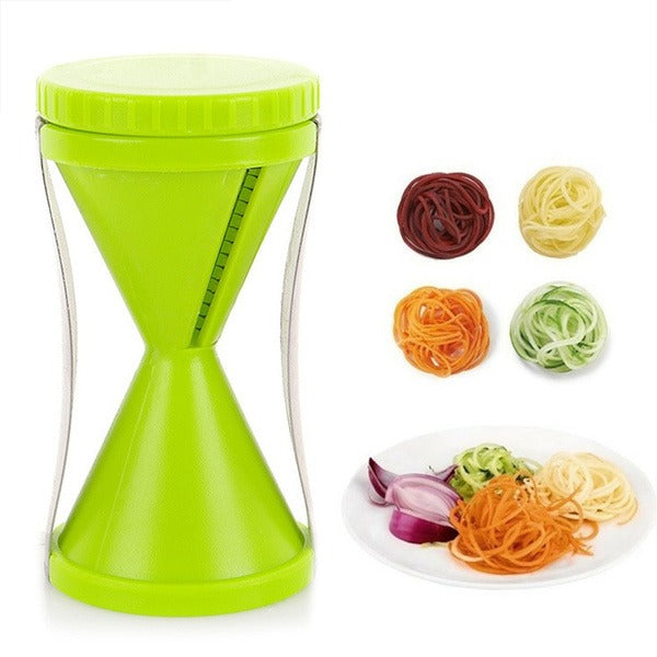 Spiral vegetable slicer for making decorative cuts